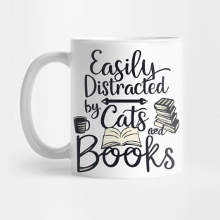 Easily Distracted by Cats and Books Mug